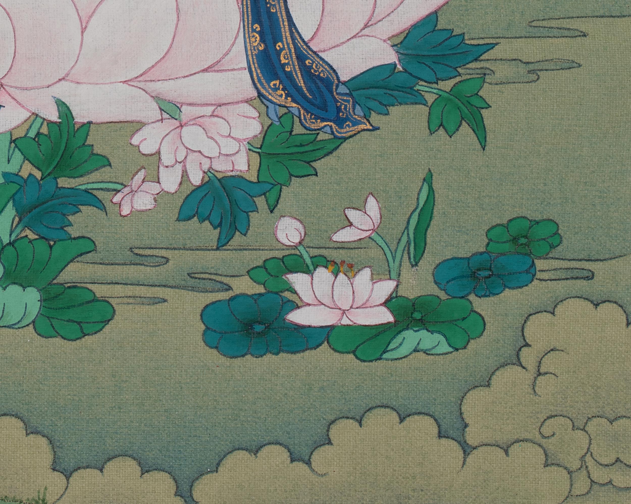 White Tara Spiritual Thangka | Seven Eyed Deity | Healing Deity | Home Decor
