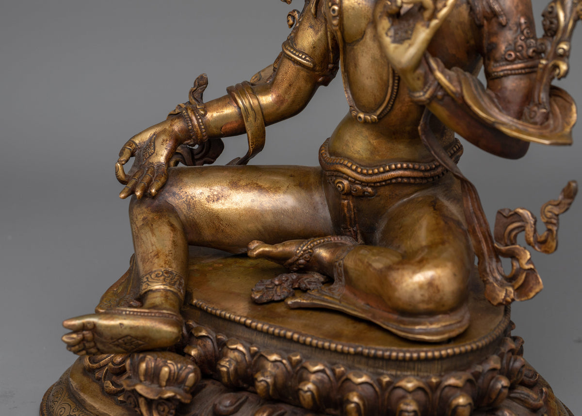 Green Tara with an Antique Touch Statue | Protector of the Enlightened Path
