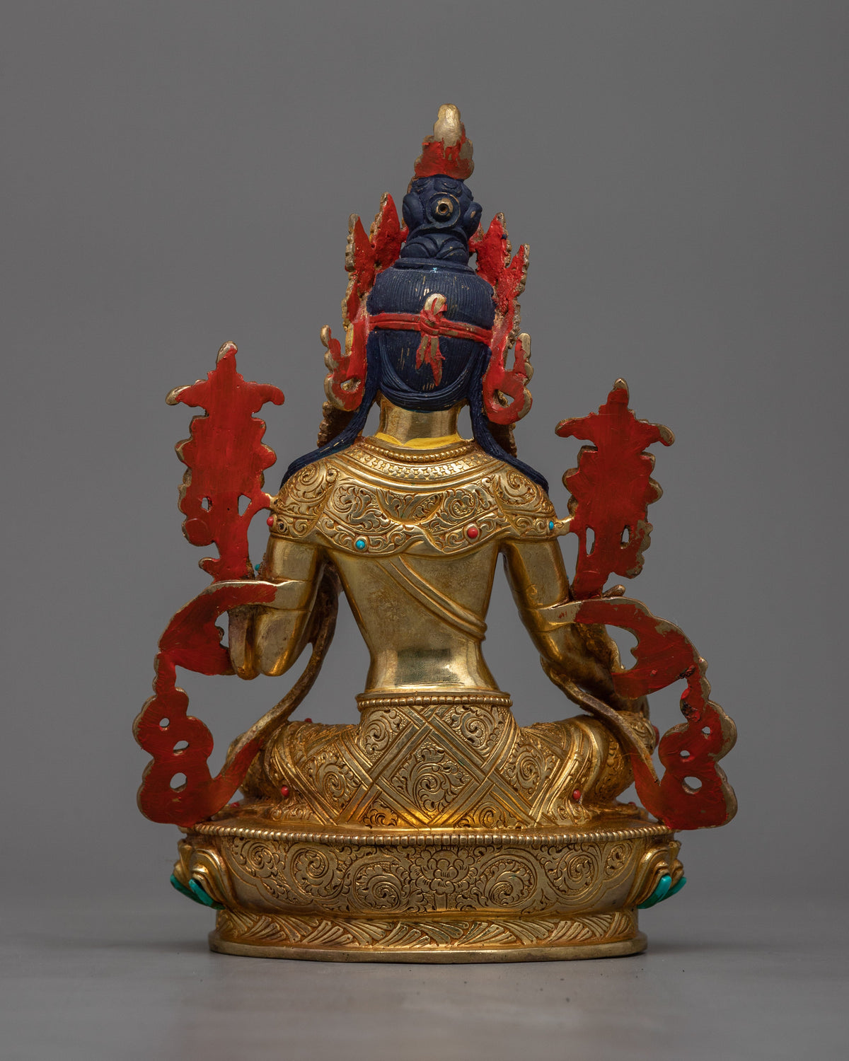Green Tara Guru Sculpture | 24K Gold Gilded | Symbol of Protection