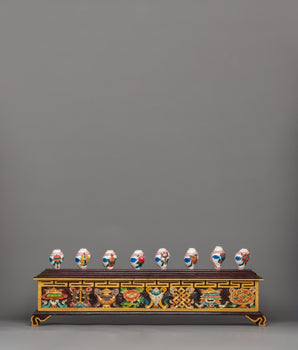 8 Auspicious Symbols Conch Shell Set with Wooden Stand