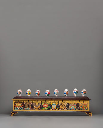 8 Auspicious Symbols Conch Shell Set with Wooden Stand