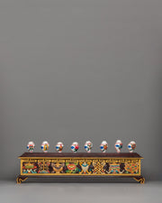 8 Auspicious Symbols Conch Shell Set with Wooden Stand