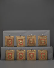 Tibetan Ashtamangala Wall Hanging | Brass Eight Auspicious Symbols Buddhist Decor