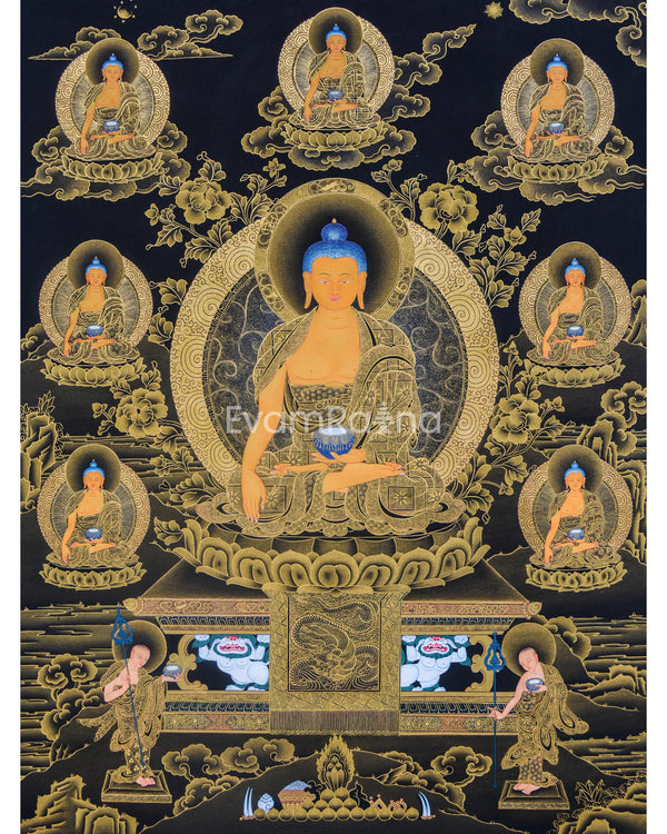 Assembly of 8 Buddhas in 24K Gold