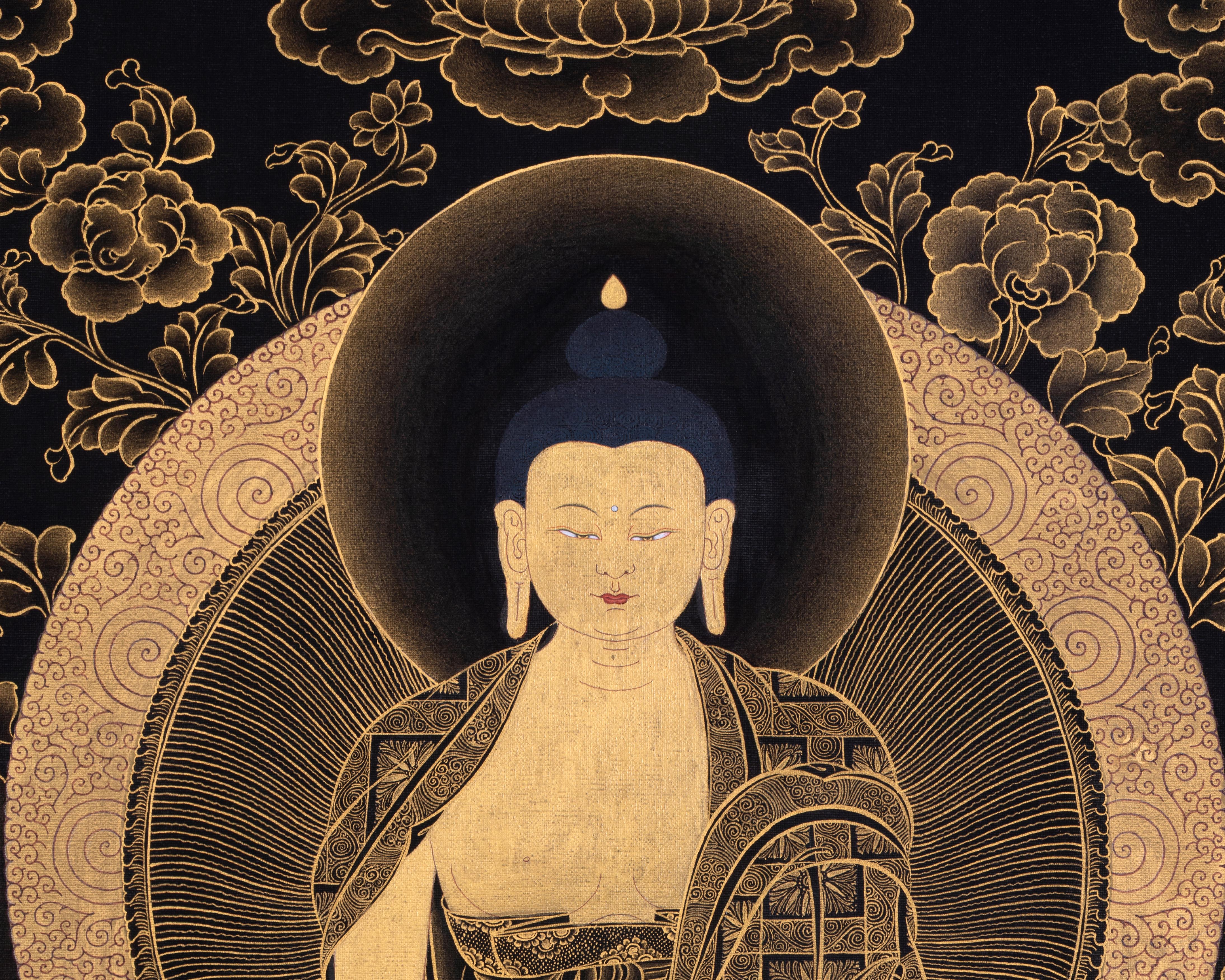 Eight Shakyamuni Buddha Thangka | Traditional Tibetan 24K Gold Buddhist Art