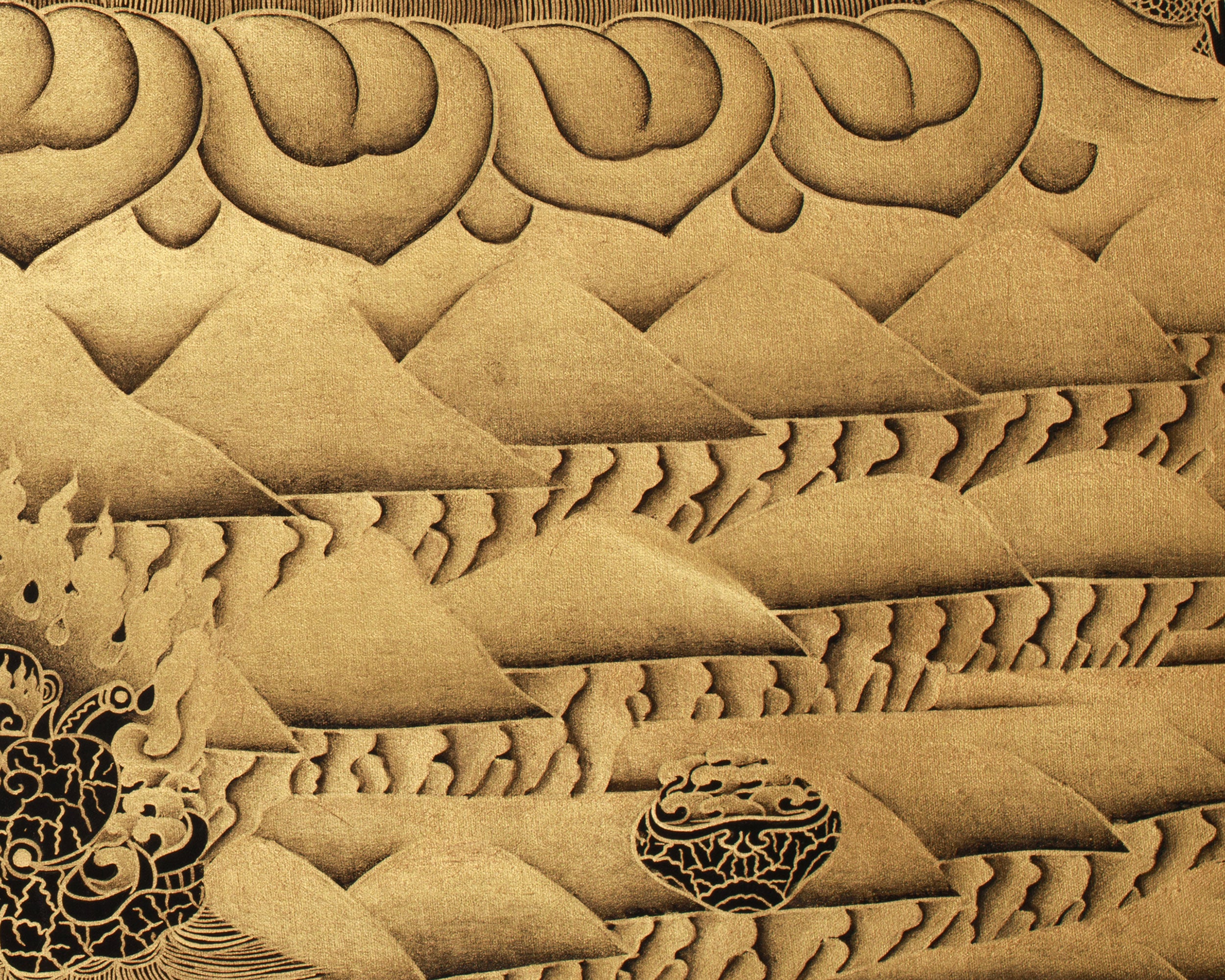 Fierce Protector Mahakala Thangka | Masterful Gold Detail on Black Canvas