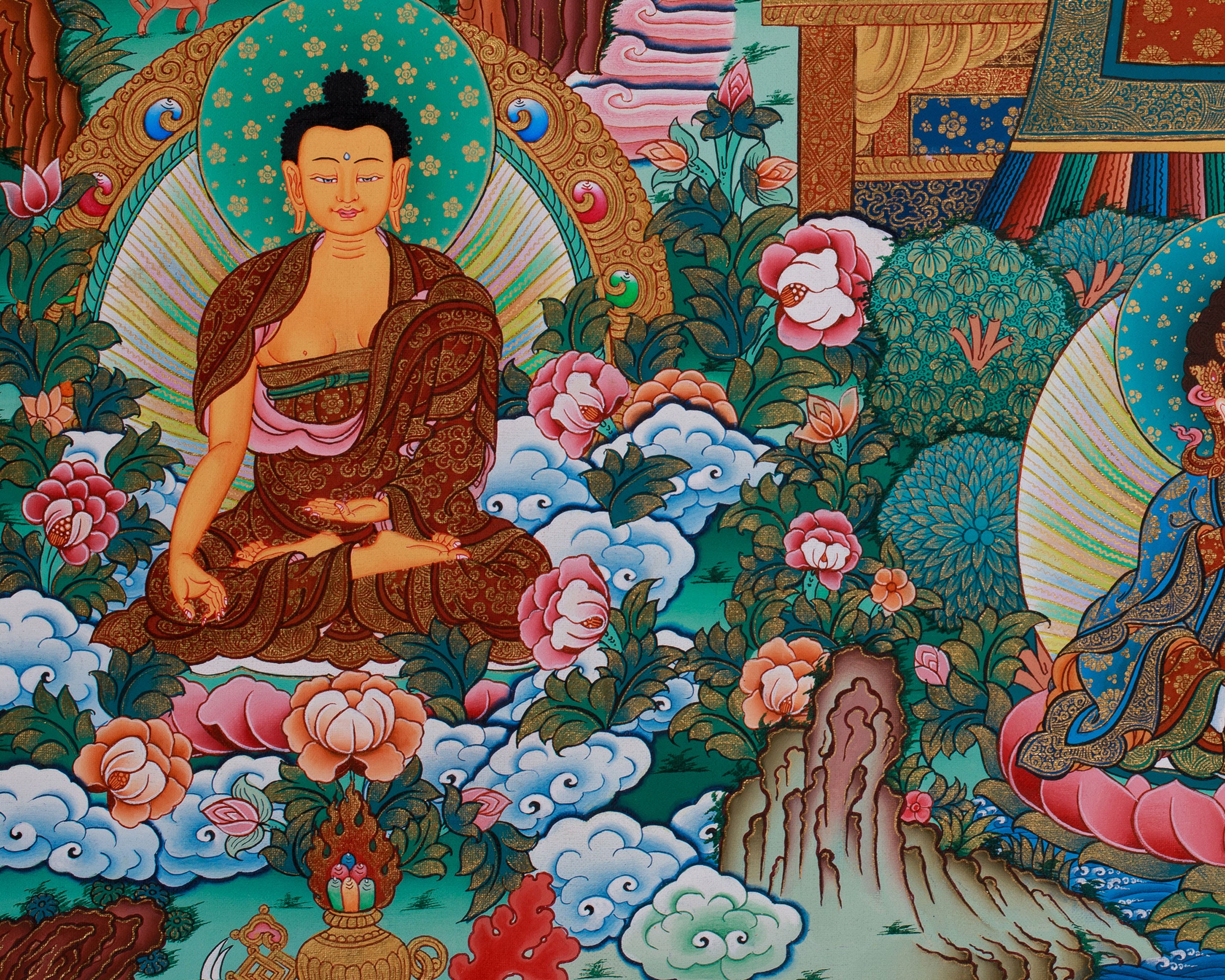 Eight Medicine Buddha Thangka | Hand-Painted in Traditional Style with 24K Gold | Healing Deities | Bhaisajyaguru Arts | Large Artwork