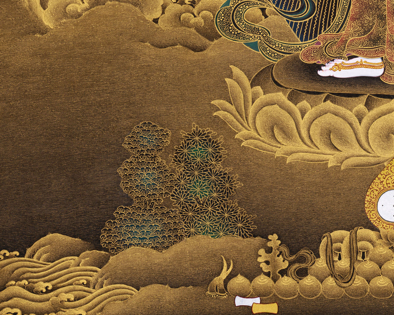 Namo Avalokiteshvara Thangka | Buddha of Compassion with Pure Gold Detailing