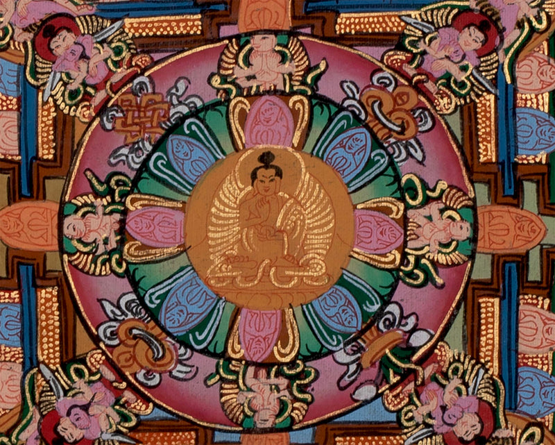 Rare Vintage Hand Painted Buddha Mandala | Buddhist Art