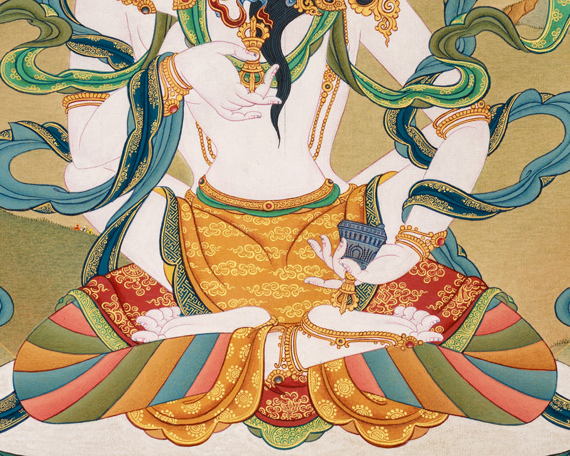 Vajrasattva Consort Thangka | Majestic Art of Sacred Purification and Enlightenment