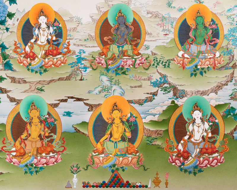 21 Tara | Tibetan Thangka Print | Orgyen Chokgyur Dechen Lingpa Tradition