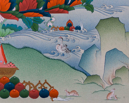 Guru Rinpoche Thangka with Mandarva and Yeshe Tsogyal | Amitabha Buddha