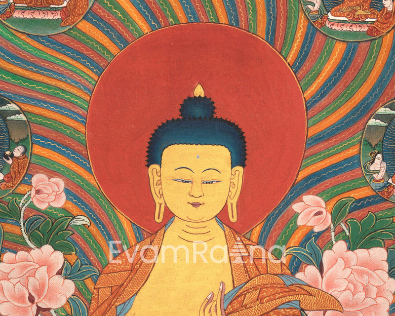 Buddha's 12 Deeds Thangka Print | Traditional gift