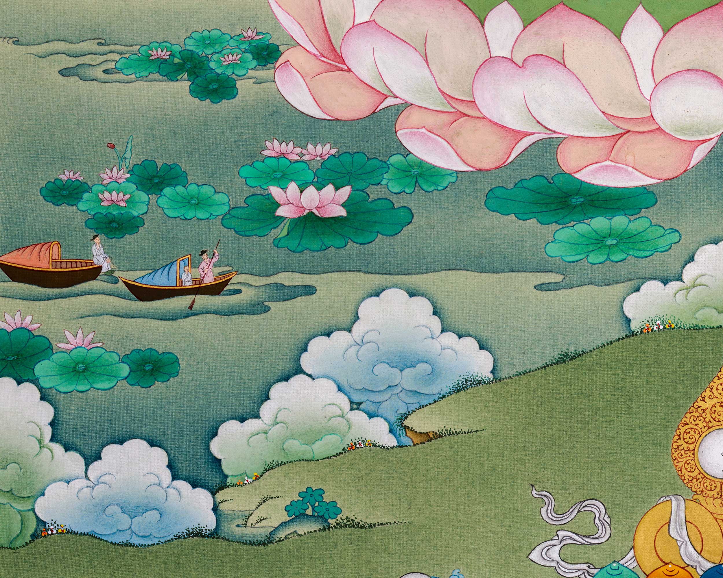 Compassion Buddha Avalokiteshvara Thangka | Authentic Stone Colors from Lhasa, Tibet