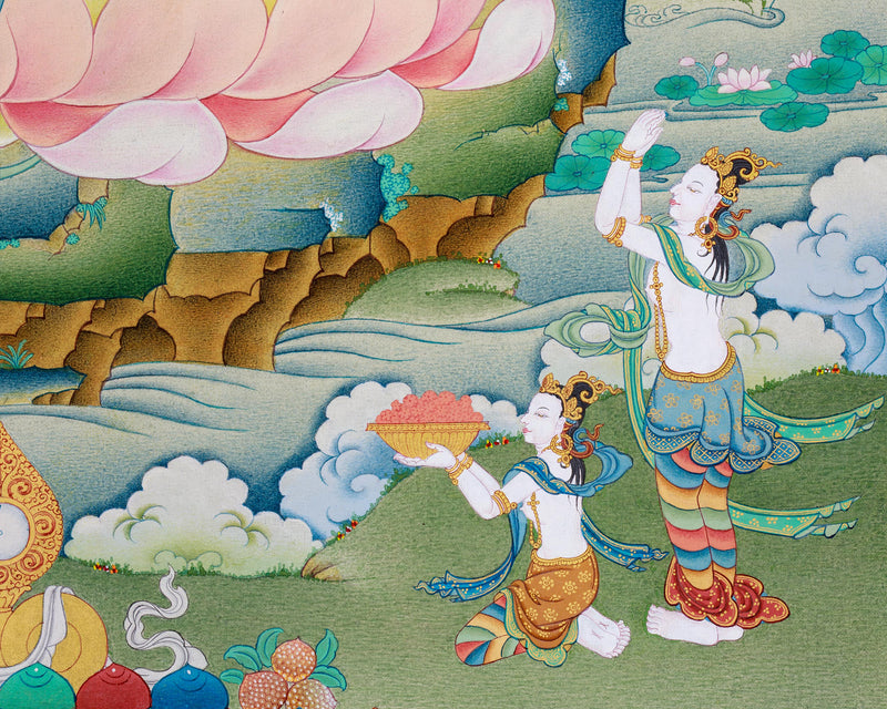 Serene Karma Gadri Thangka of Green Tara