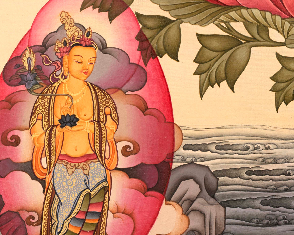 White Tara Painting | Traditional Religious Wall Decor