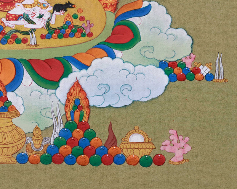 White Mahakala in Sandalwood Jungle, Wonderful Depiction in Thangka