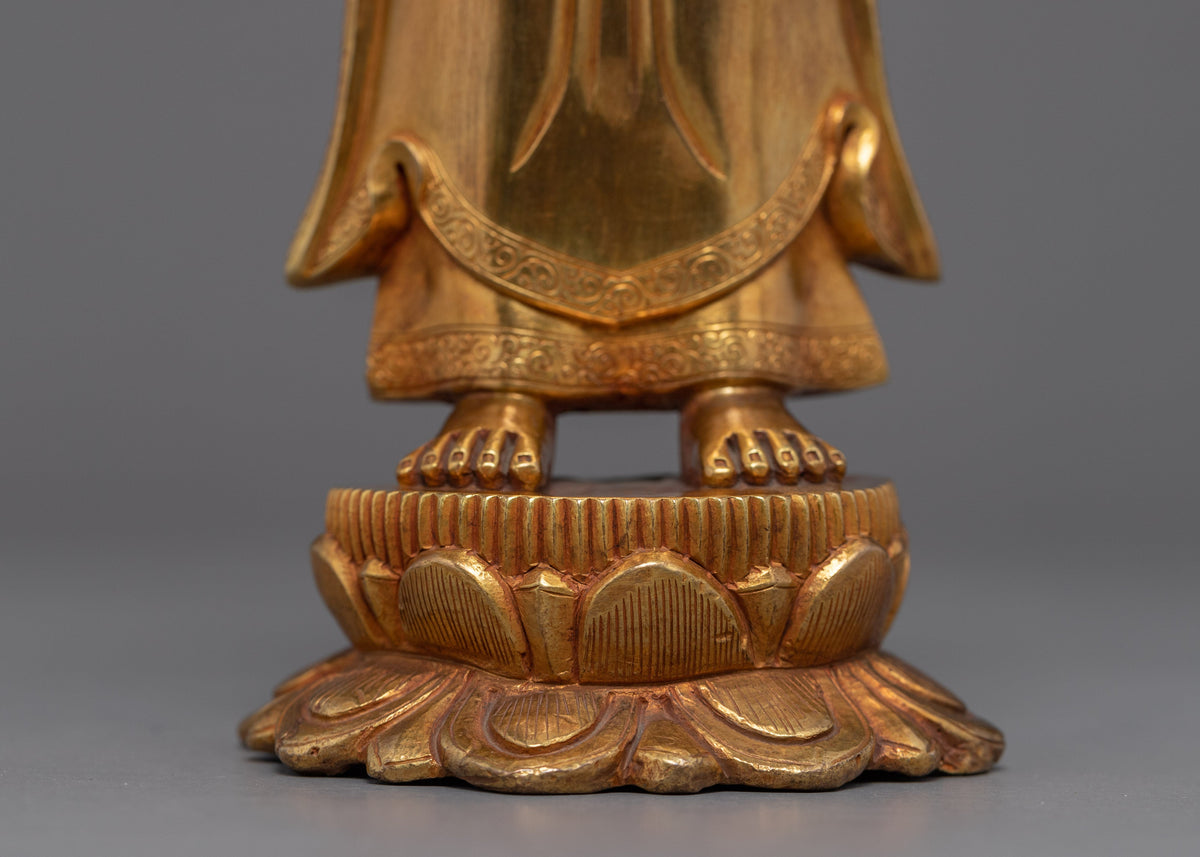 Standing Shakyamuni Buddha Statue | Gold Glided Traditional Art