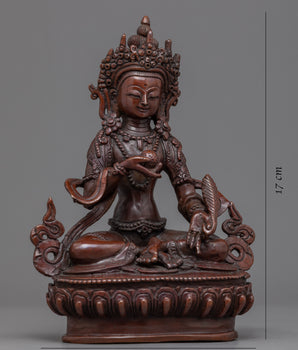 Ksitigarbha Buddha Copper Statue | Oxidized Copper Art Of Buddhist Bodhisattva