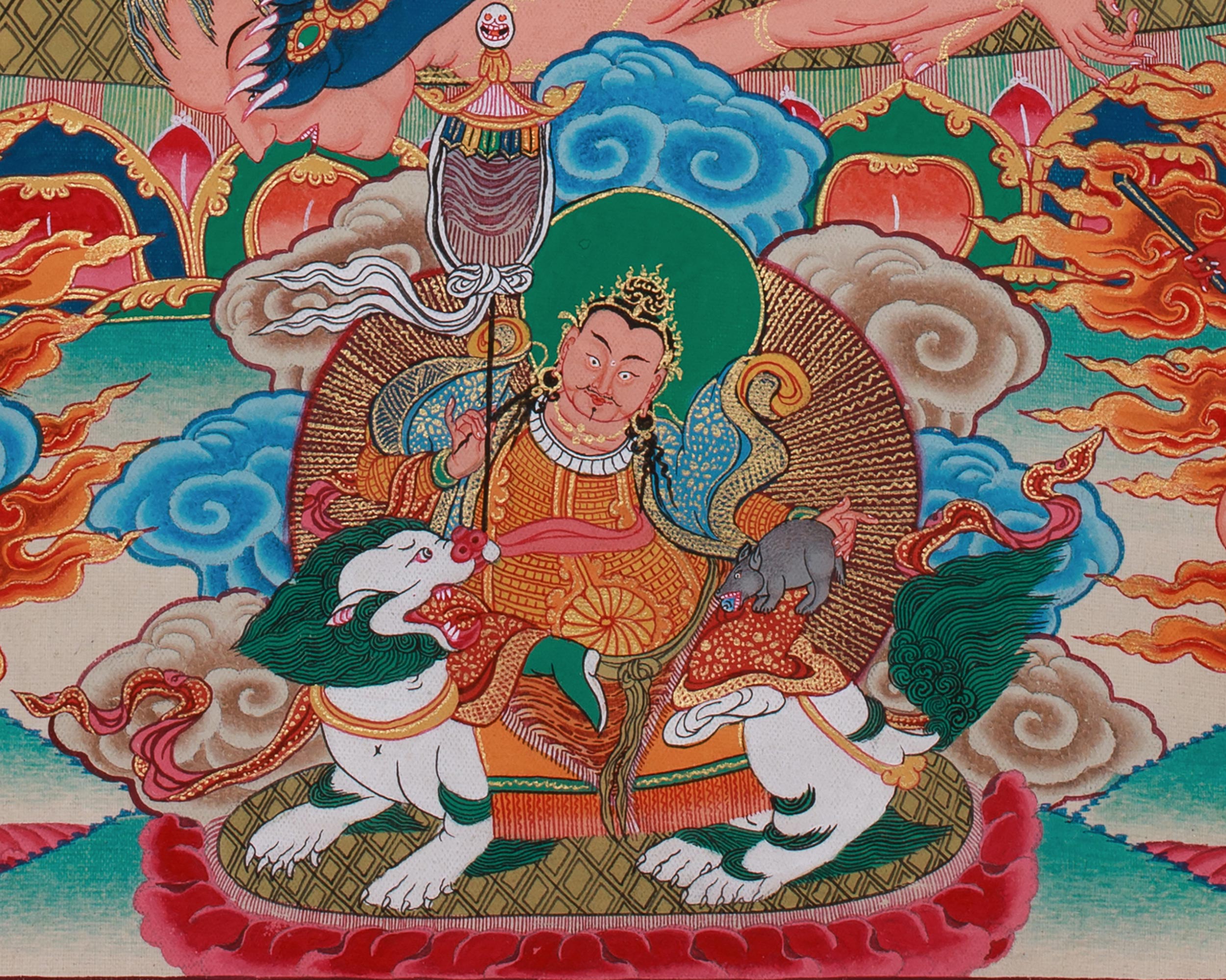4-Armed Mahakala Painting | Fierce Protector Deity of Wisdom and Power