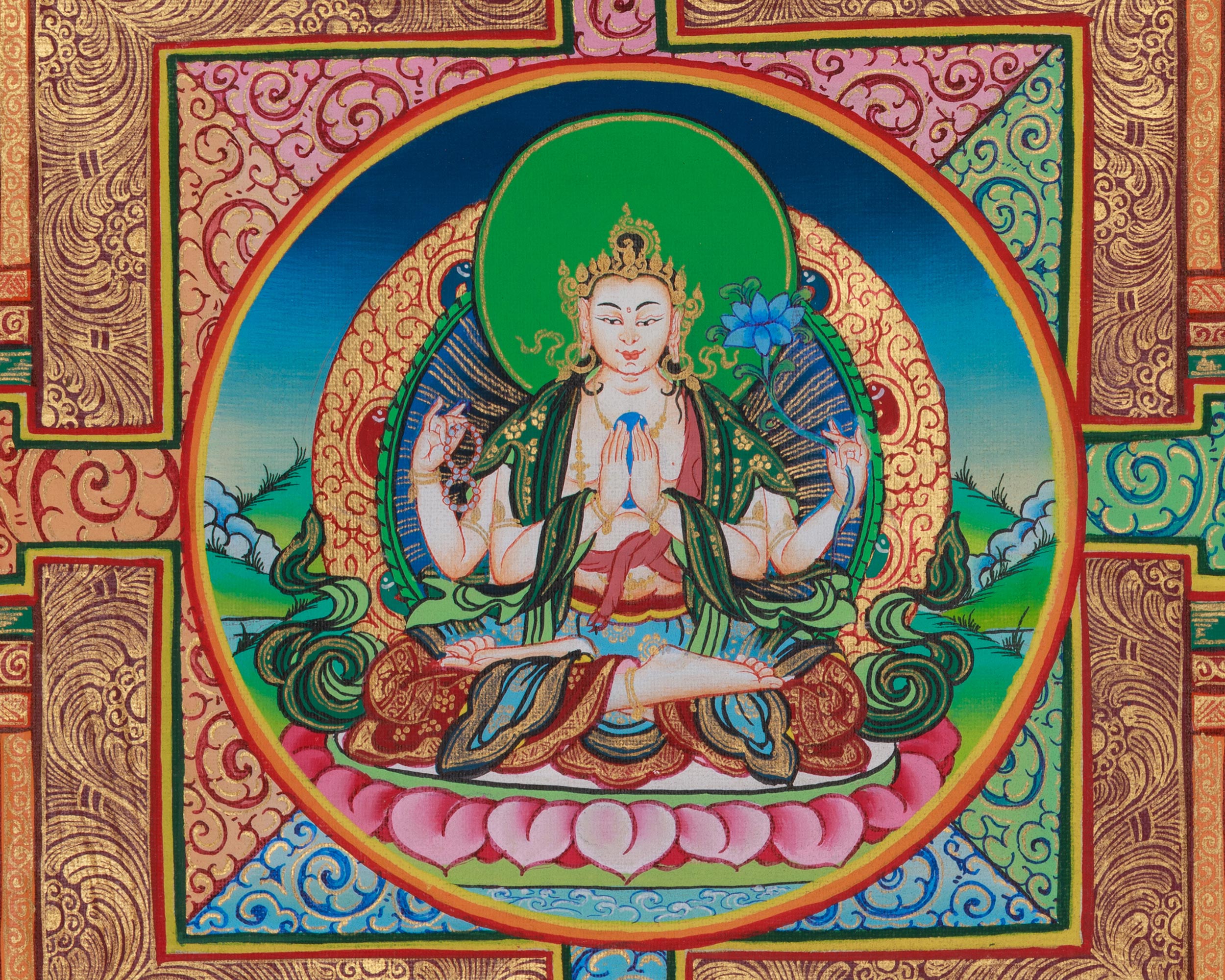 Himalayan Chenrezig Mandala Art | Infinite Compassion and Enlightened Wisdom