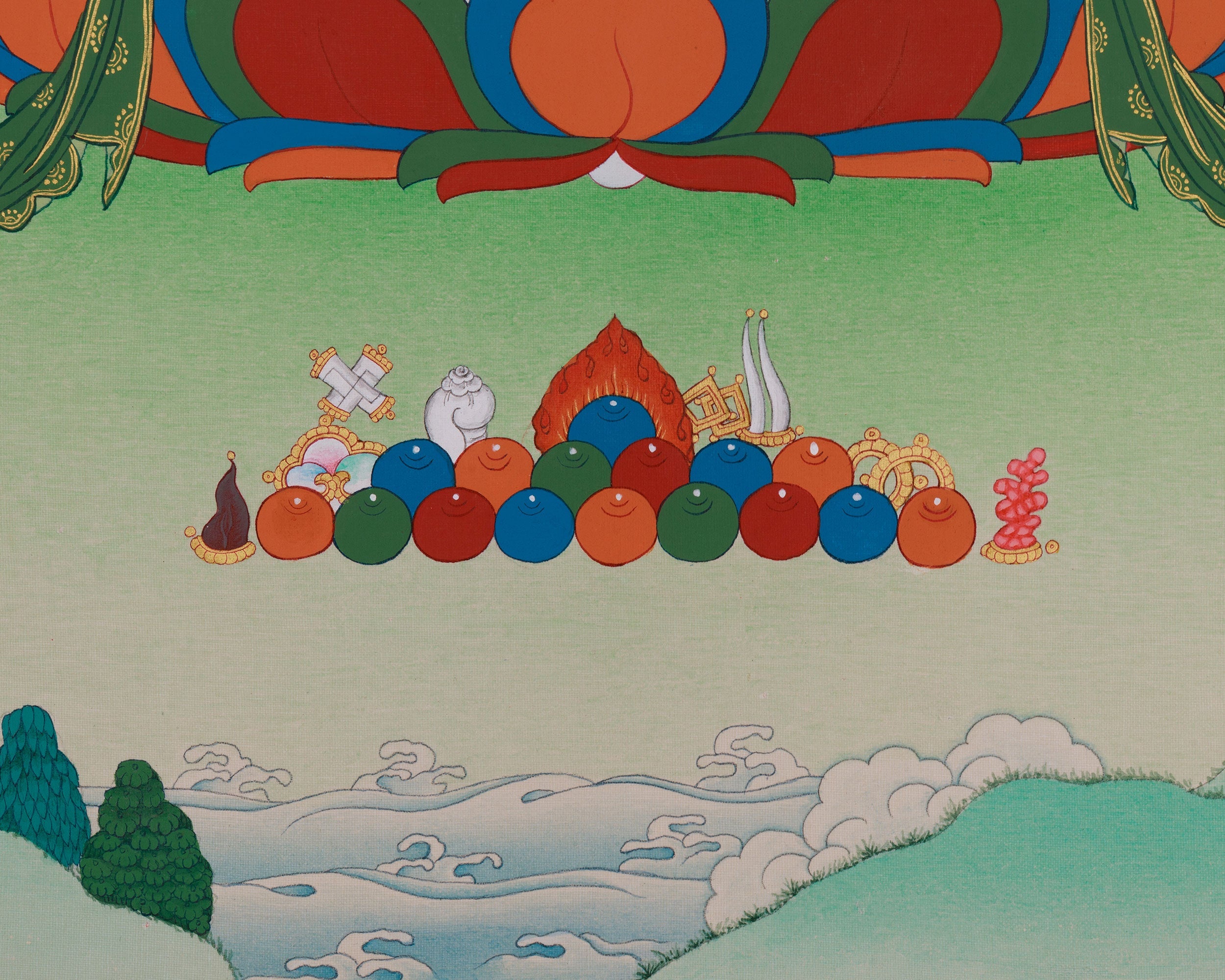Divine Wisdom Deity Manjushri | A Sacred Thangka of Enlightened Knowledge