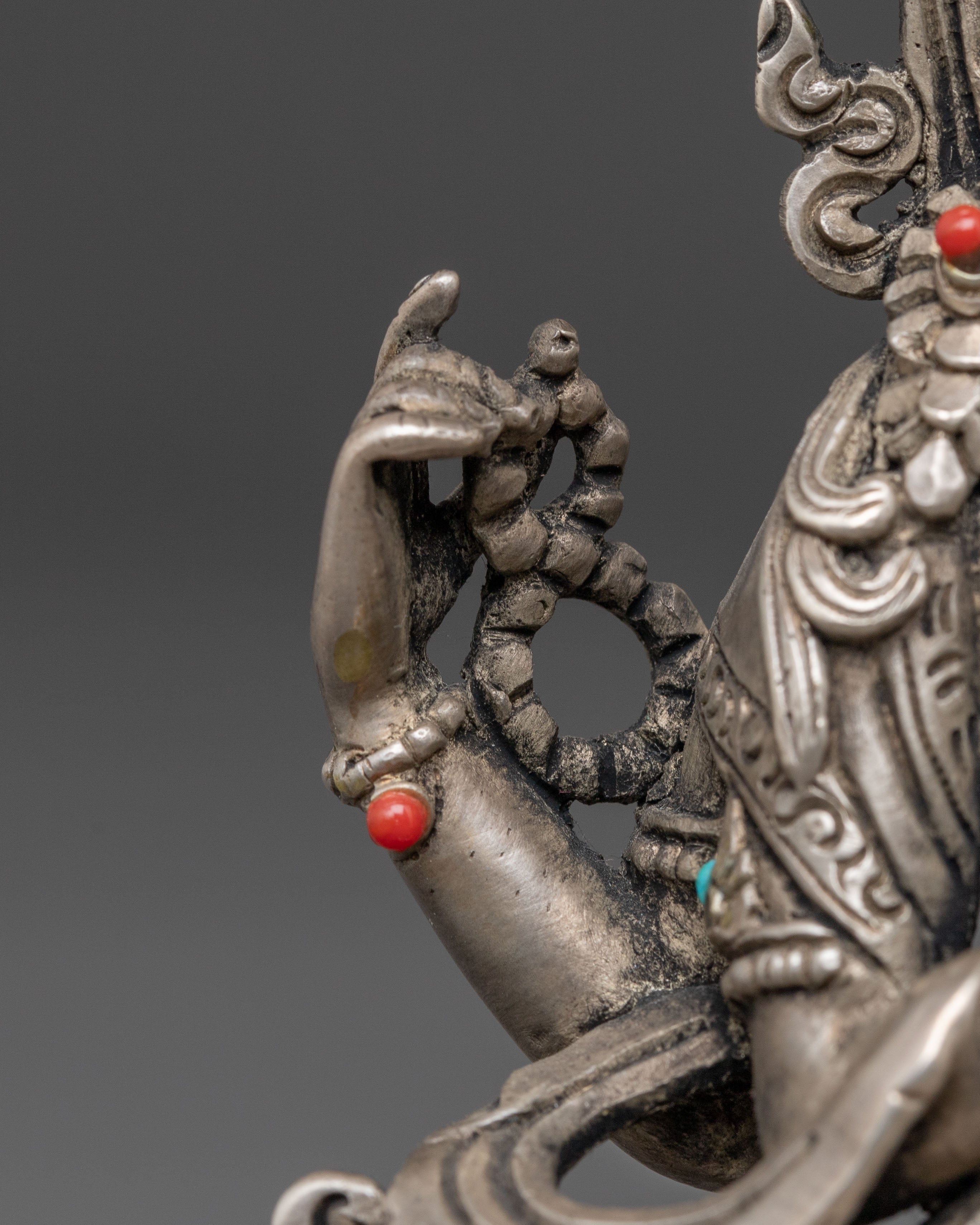 Handmade Silver Chenrezig Statue | Compassion Buddha Sculpture