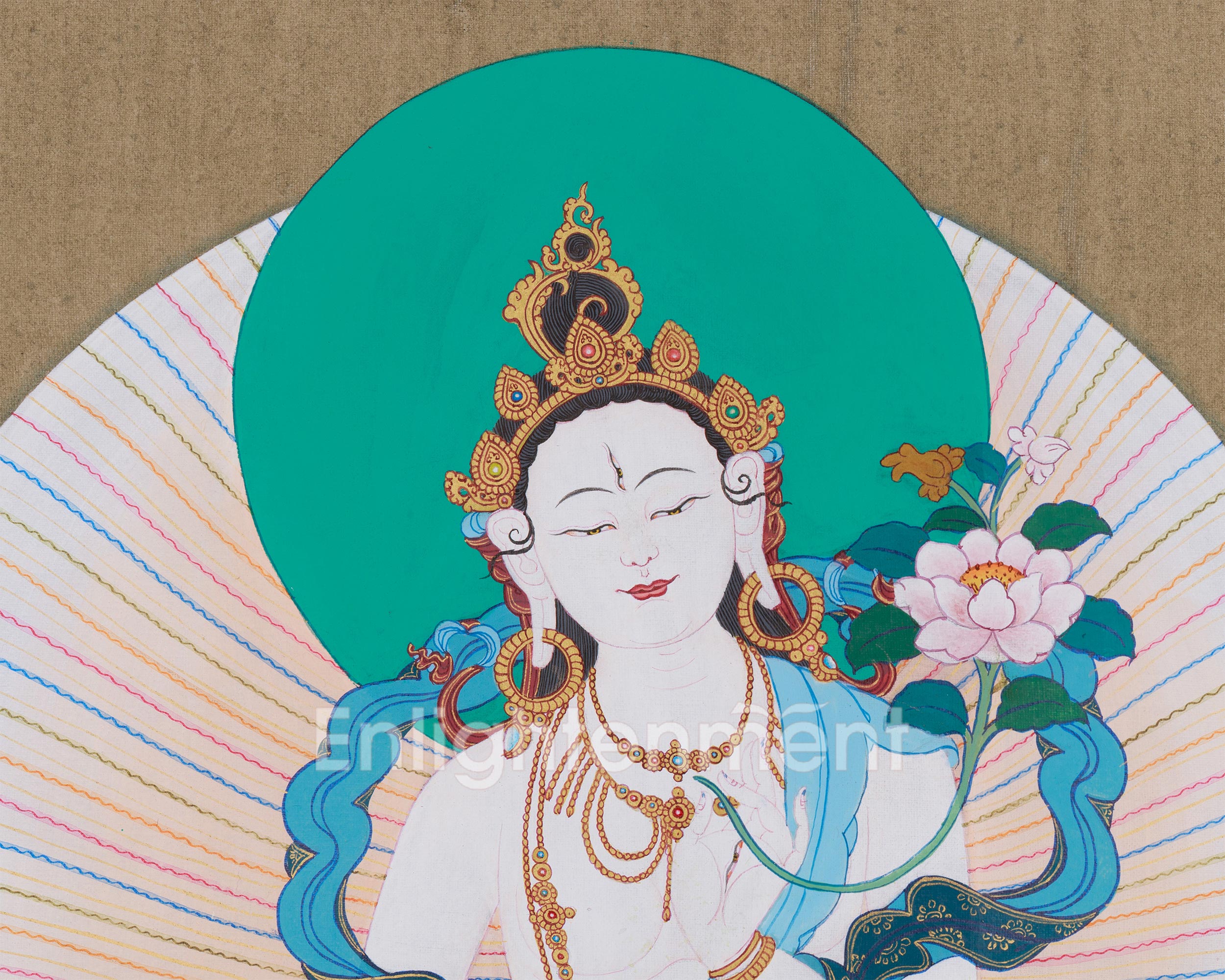 Female Bodhisattva White Tara Painting | The Goddess of Healing and Longevity