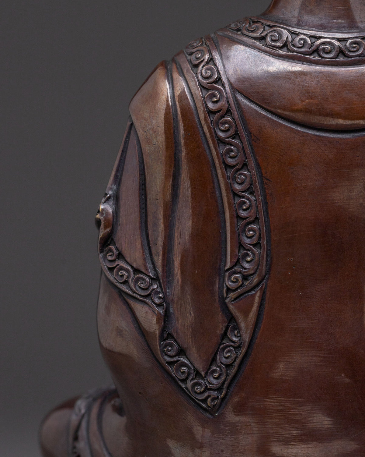 Amitabha Buddha: Handcrafted Golden Statue in Oxidized Copper