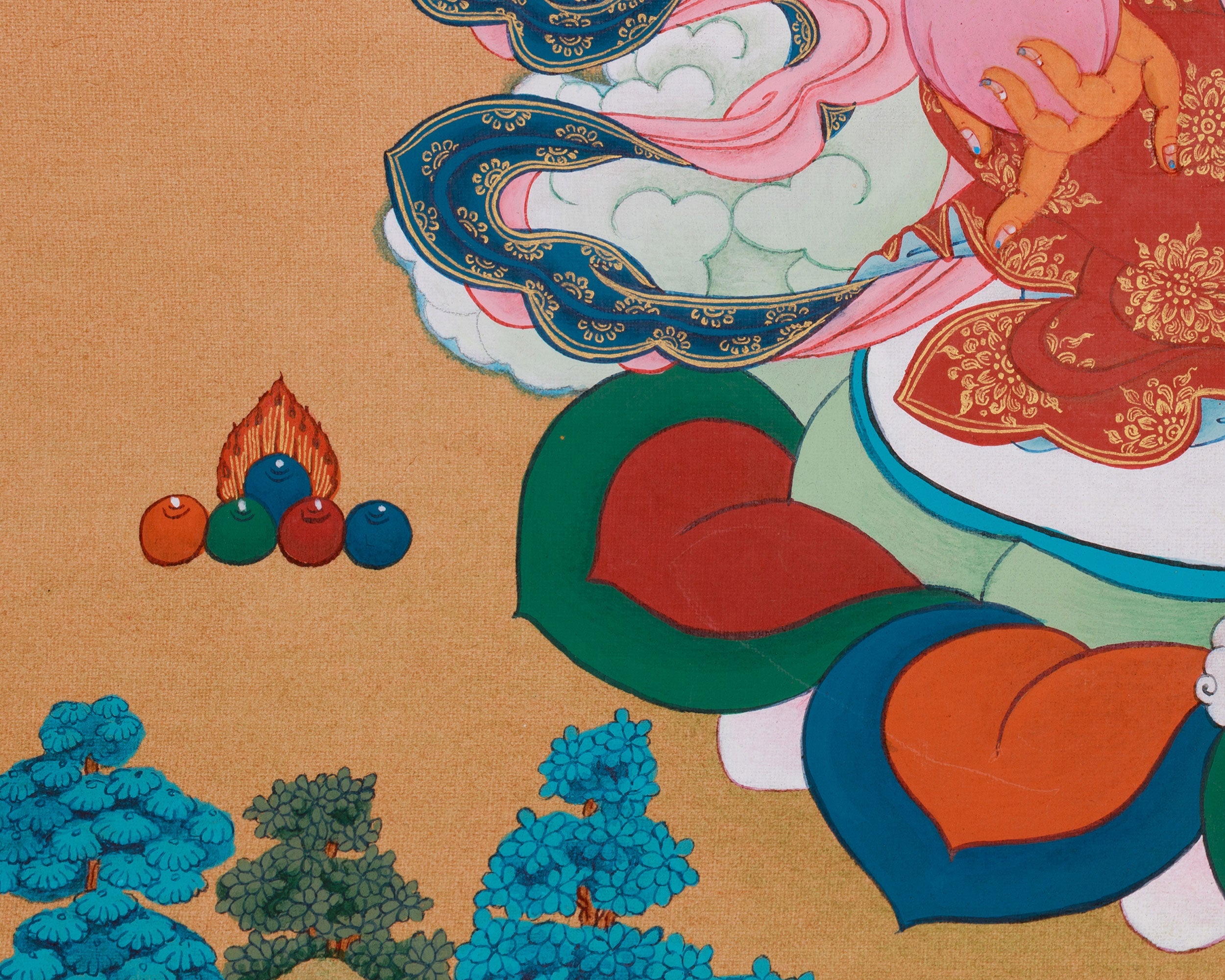 24 Inch Dzambhala Thangka | Buddhist God of Fortune and Protection