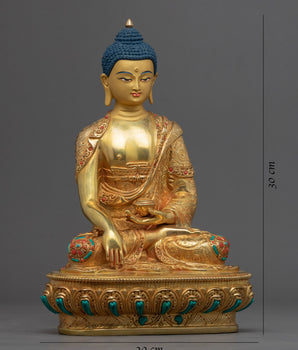 Historical Enlightened Buddha Statue | Himalayan Gold Gilded Statue For Meditation