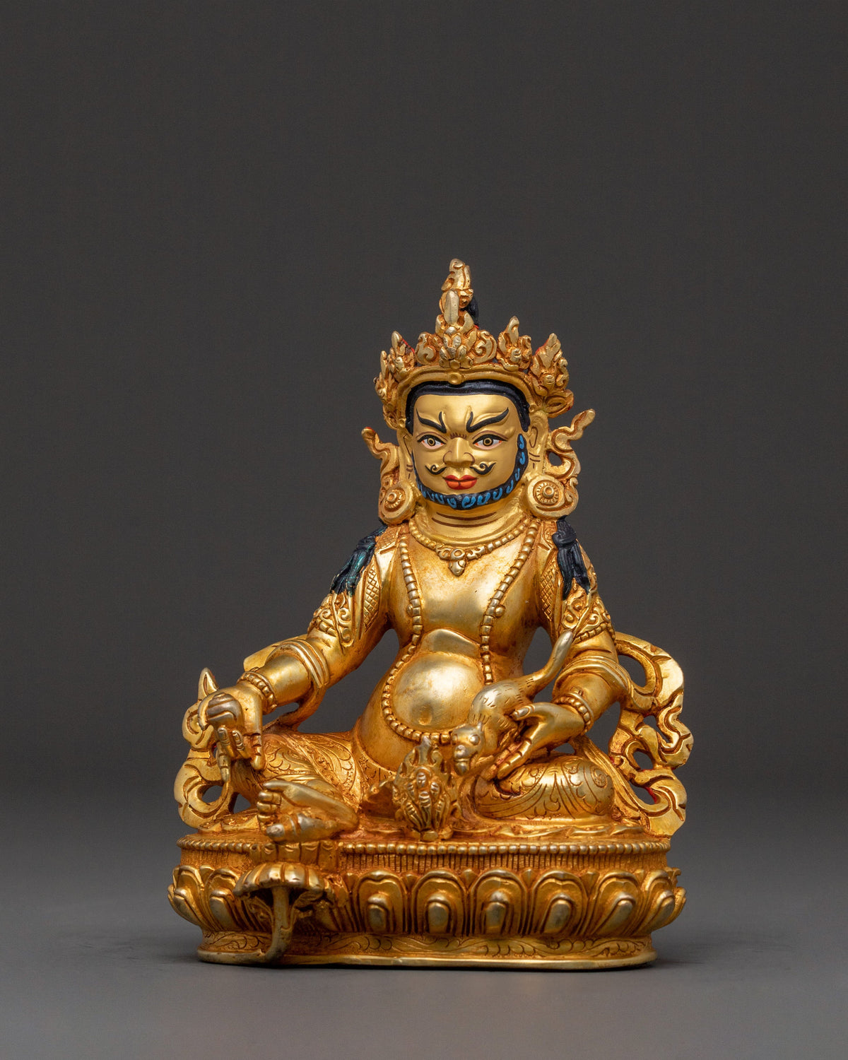 Dzambhala Guardian Statue:  Buddhist Wealth Deity Sculpture