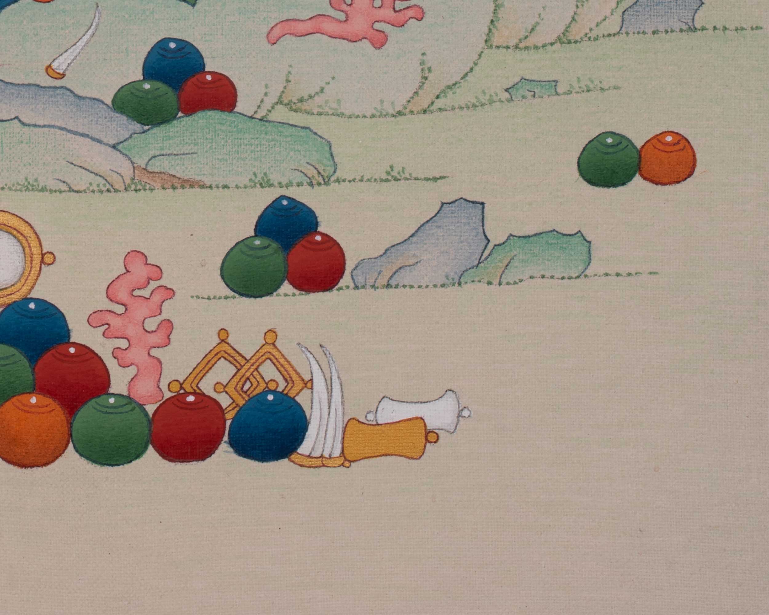 Dzambhala Spiritual Artwork | Tibetan Thangka of Wealth And Prosperity
