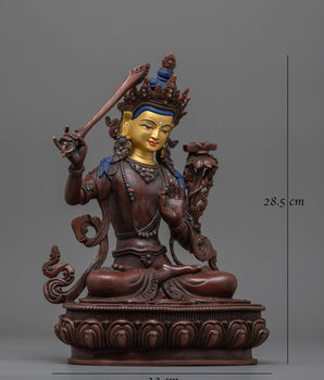 Manjushri Oxidized Figurine | Embrace the Wisdom of Enlightened Mind