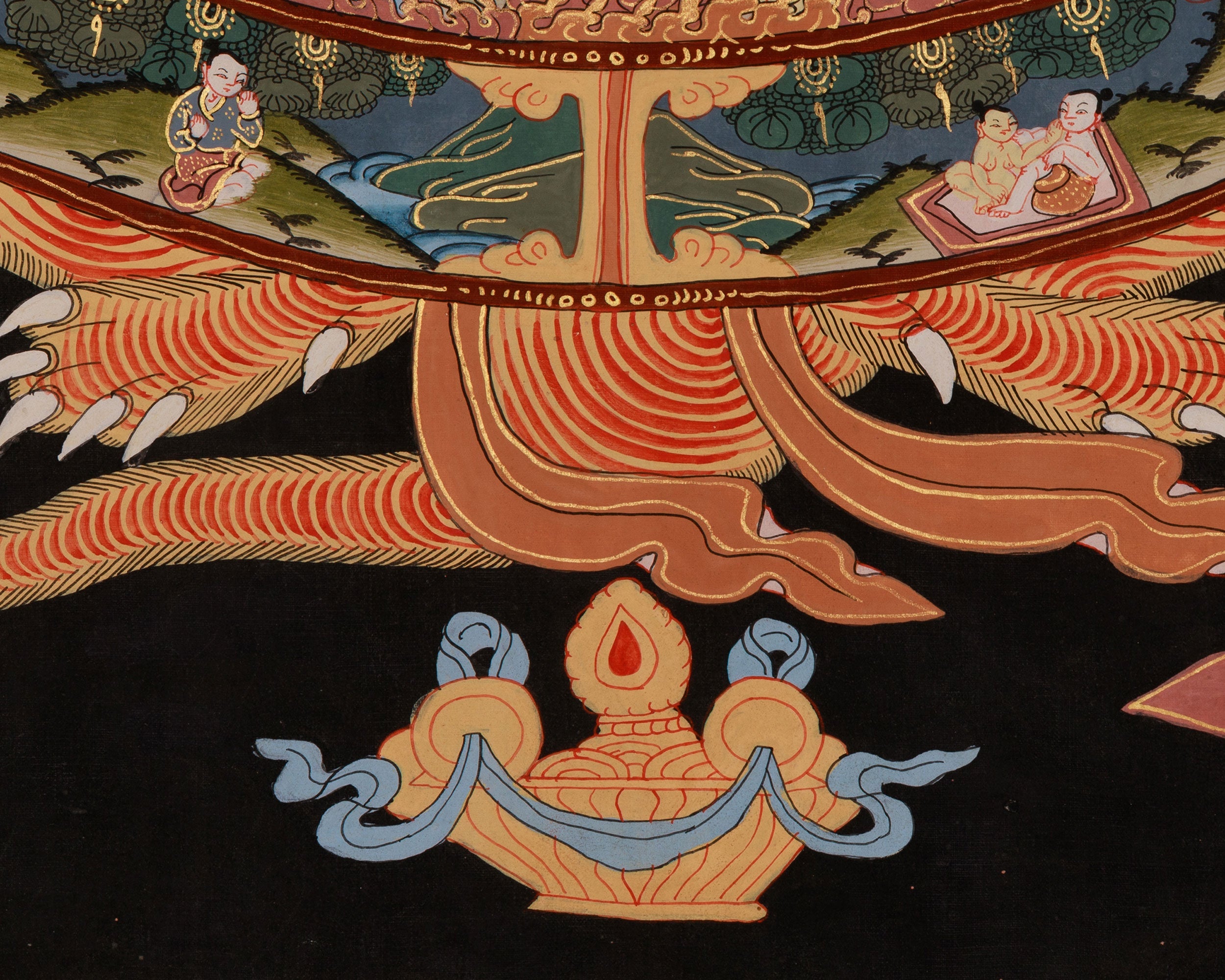 Sacred Wheel of Life Art | Bhavachakra Thangka | Tibetan Artwork
