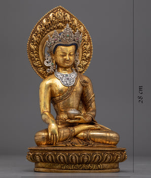 Crowned Buddha Shakyamuni Statue | Traditional Buddhist Statue with an Antique Finish