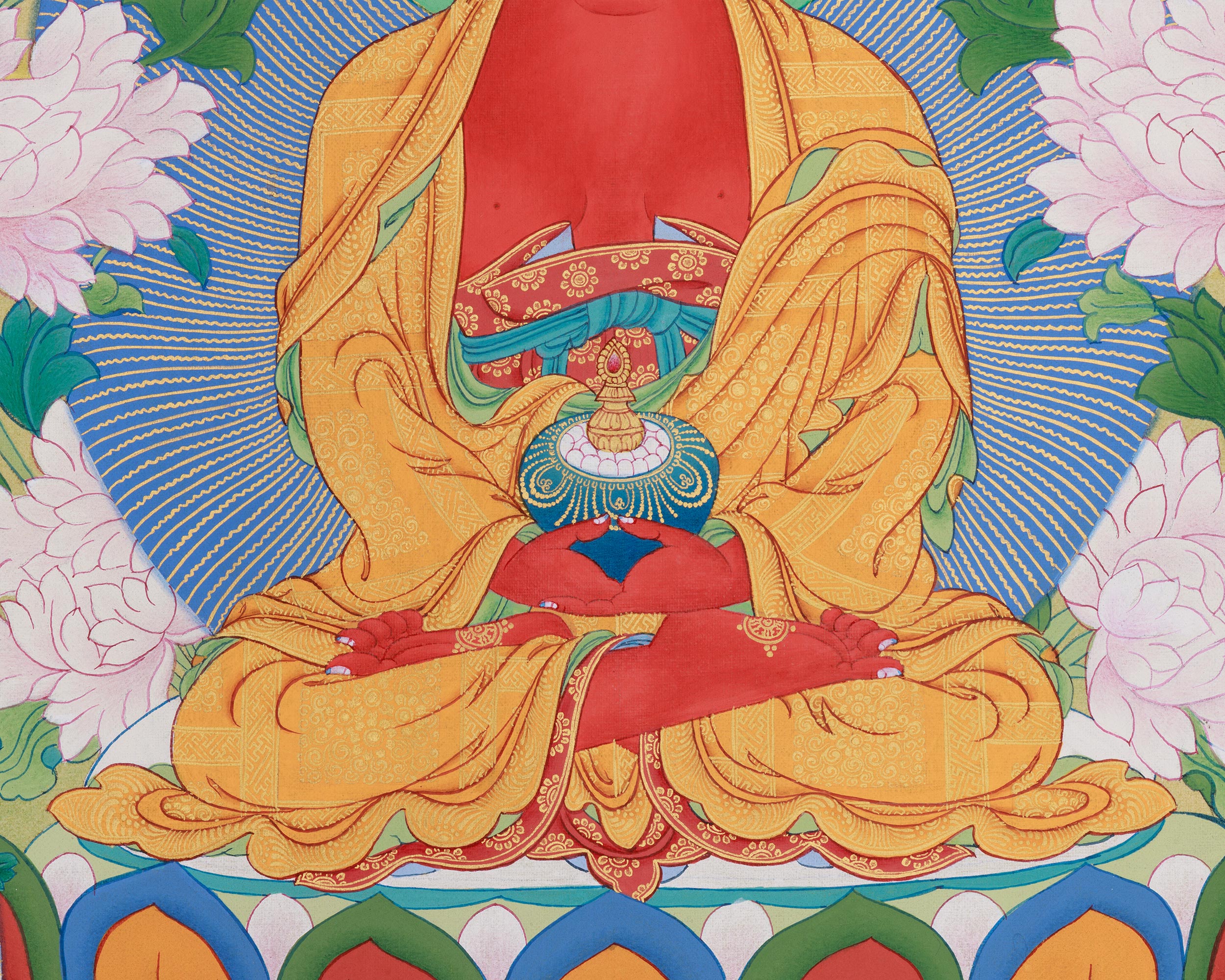 Amitabha Singham Thangka | The Buddha of Boundless Compassion and Light