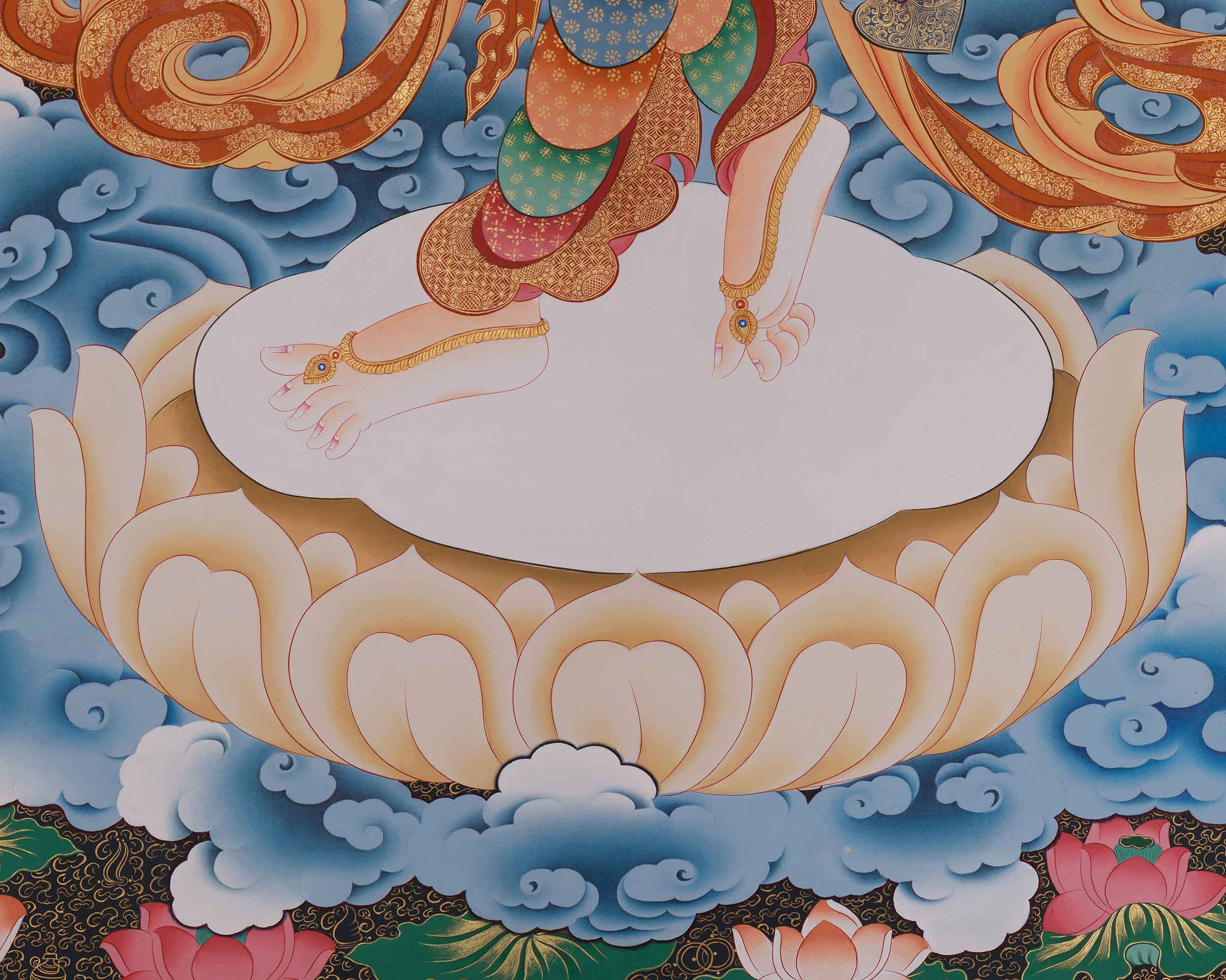 Divine Standing Chenrezig Thangka | Embodiment of Compassion