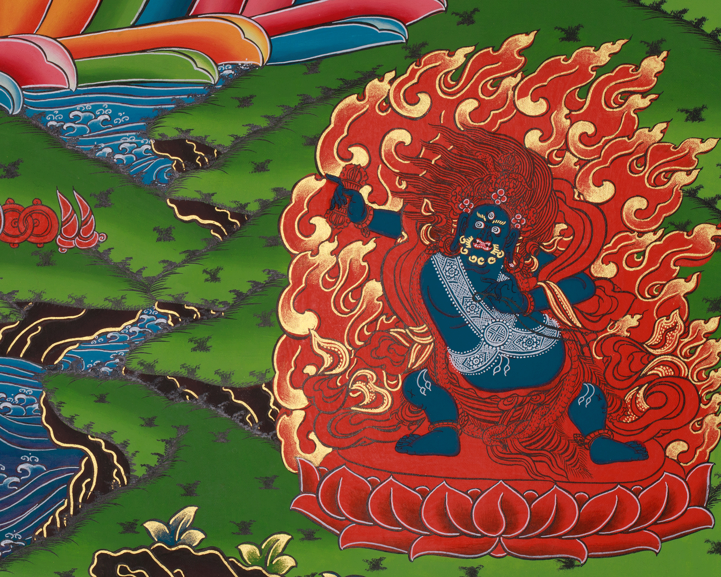 Himalayan Art of Manjushri | Sacred Thangka of Wisdom and Enlightened Clarity