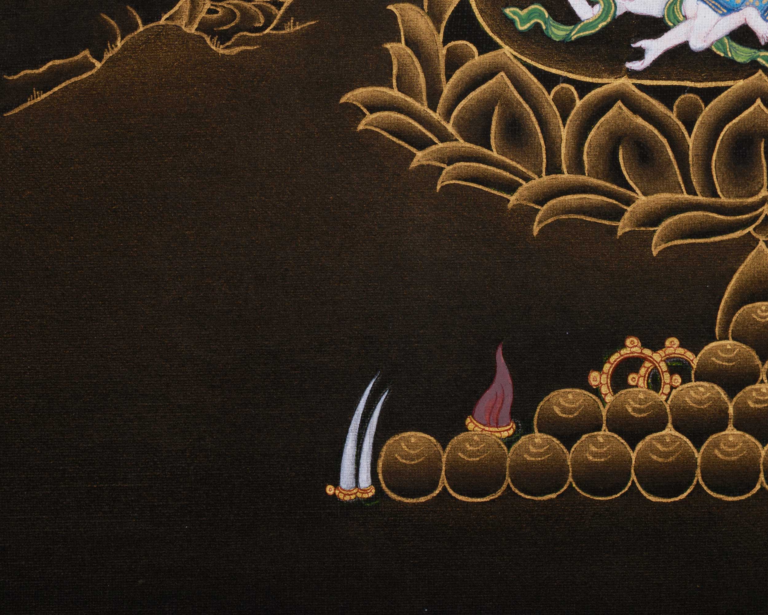 Traditional Thangka of White Mahakala | Prosperity Deity