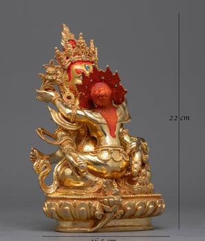 Green Dzambhala with His Consort Statue | Invoking Abundance and Prosperity