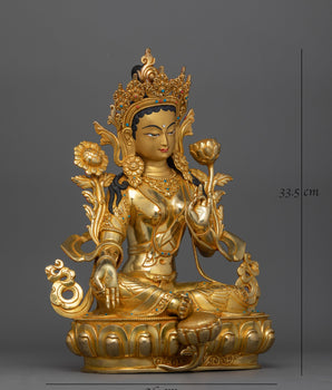Buddhist Green Tara Mantra Prayer Statue