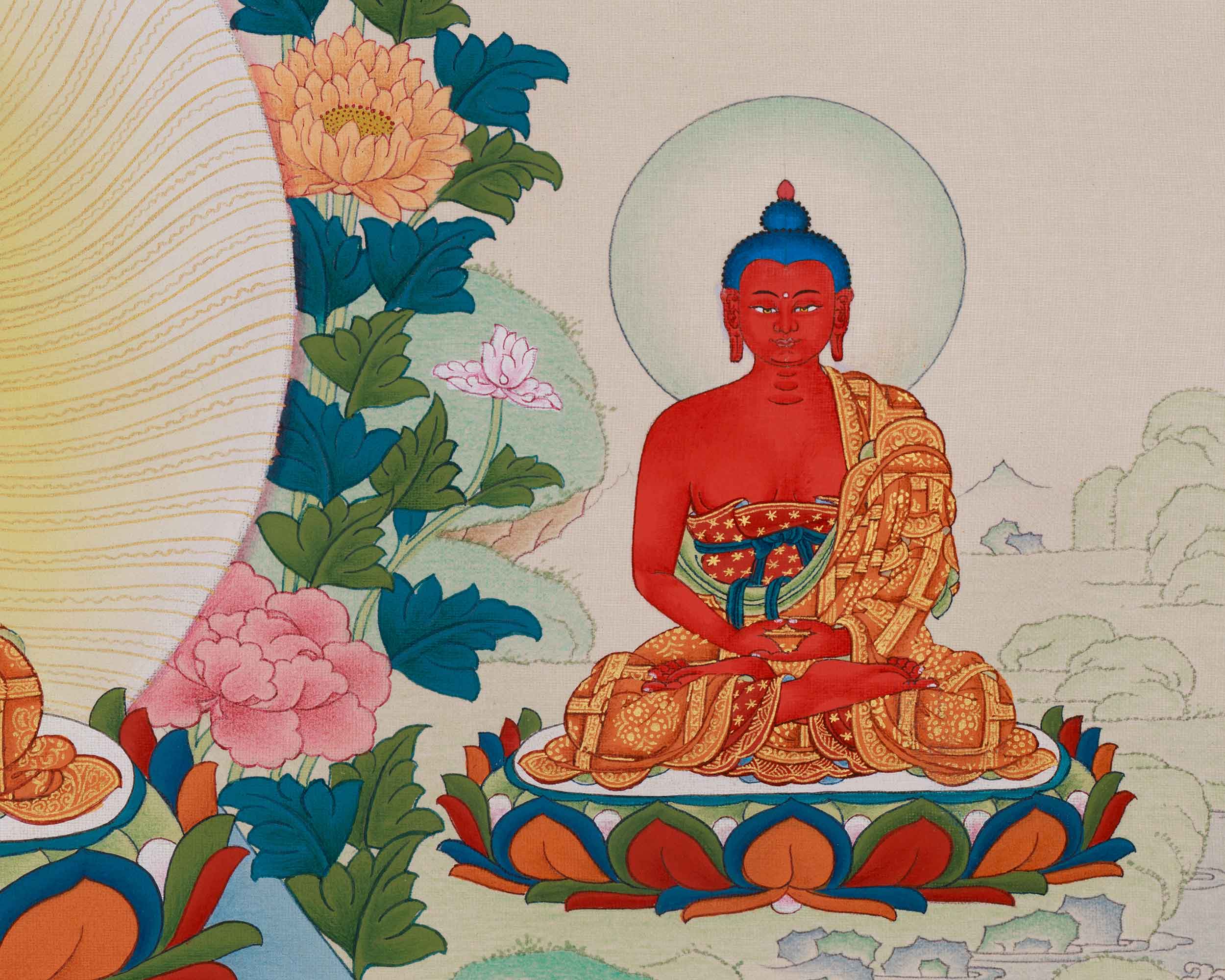 Traditional Asta Medicine Buddha Thangka | Healing and Longevity Art