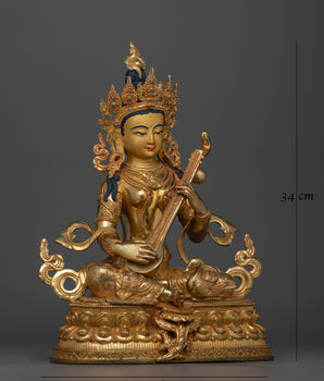 Saraswati a Female Hindu Deity Statue | Embodiment of Knowledge and Arts