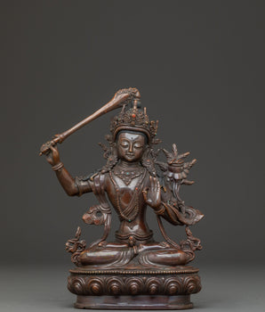 Handmade Copper Manjushri Statue