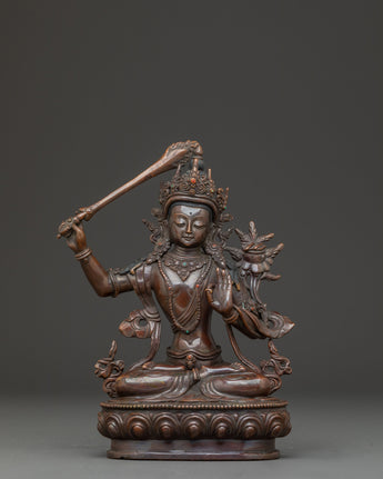 Handmade Copper Manjushri Statue