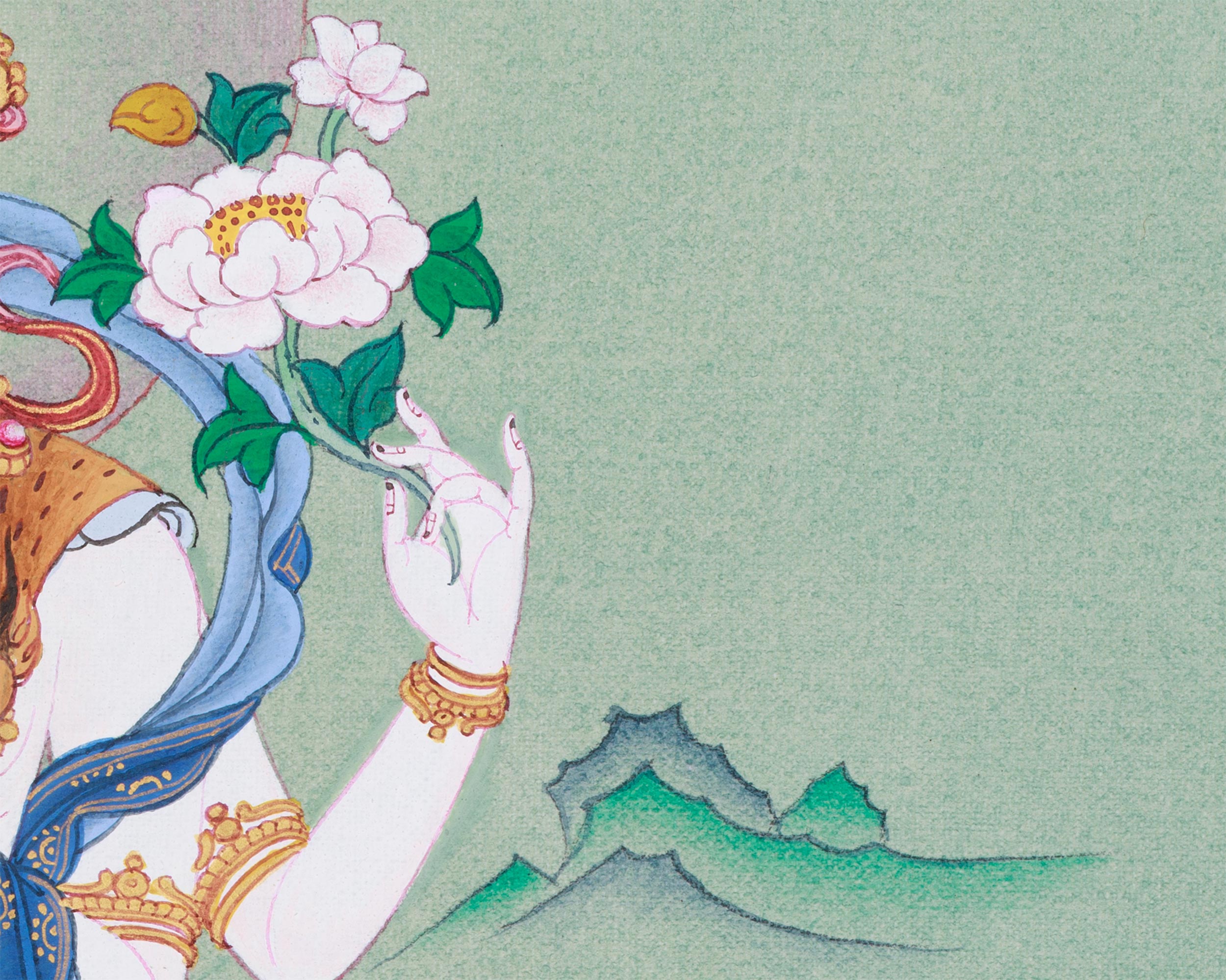 Tibetan Bodhisattva Chenrezig Painting | The Compassionate Protector of All Beings