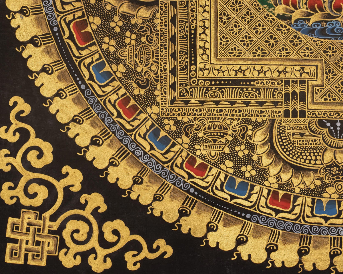 Buddha Mandala Vajrayana Art | Shakyamunin Buddhist Thangka | Wall Hanging