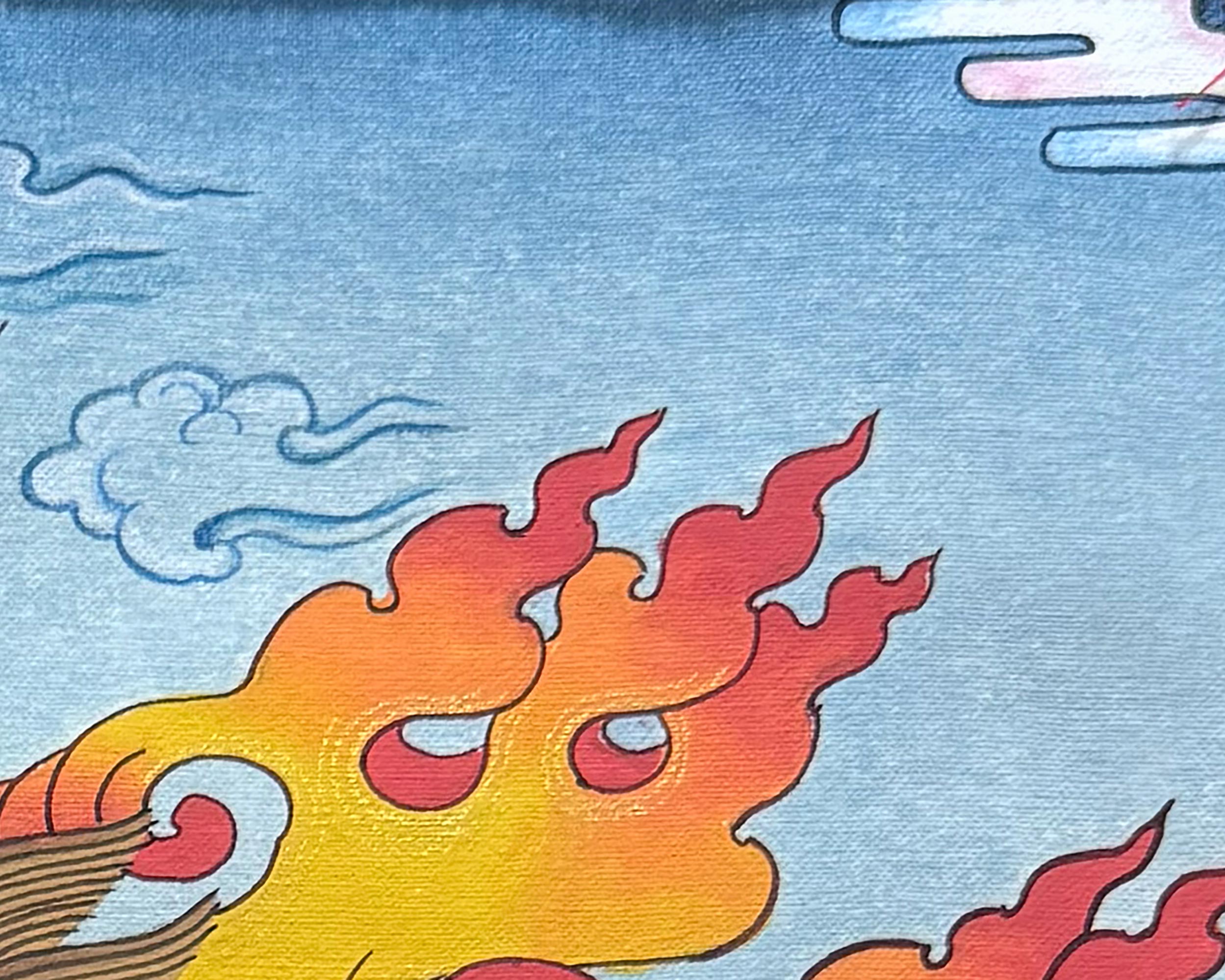 Tibetan Vajrapani Thangka With Brocade | Symbol of Strength, Courage, and Enlightened Power