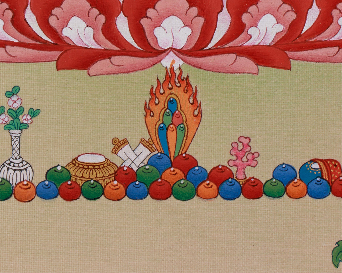 Hand Painted White Tara Art | Healing and Longevity Deity | Sita Tara With Brocade